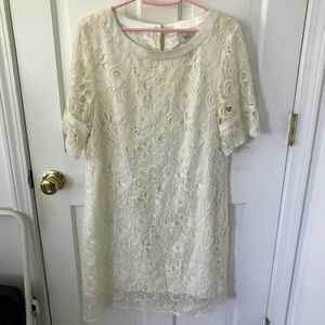 Silk lined white lace dress